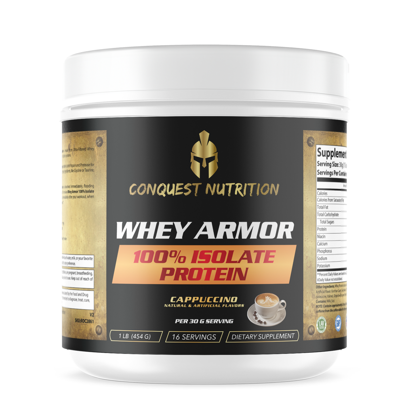 Whey Armor 100% Isolate Protein - Cappuccino Flavor  1lb