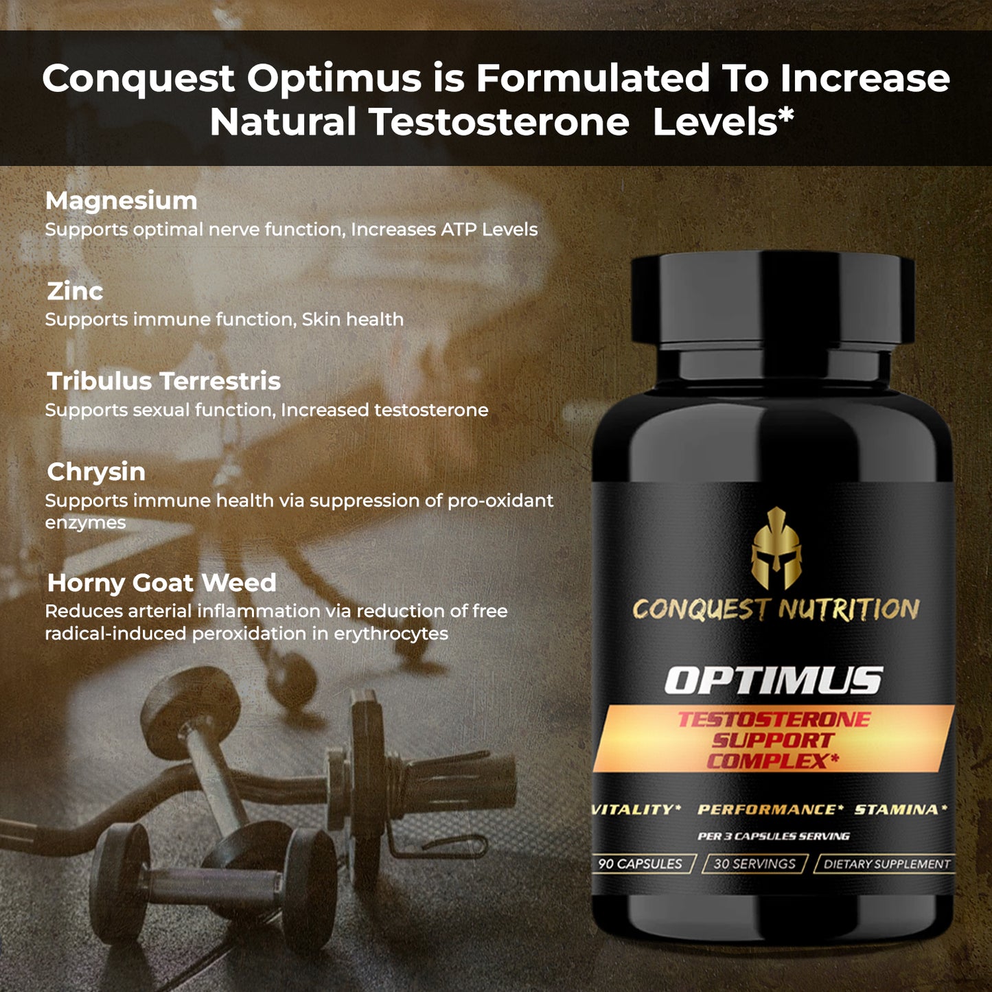 Optimus Natural Testosterone Booster for Men - 90 Veggie Capsules