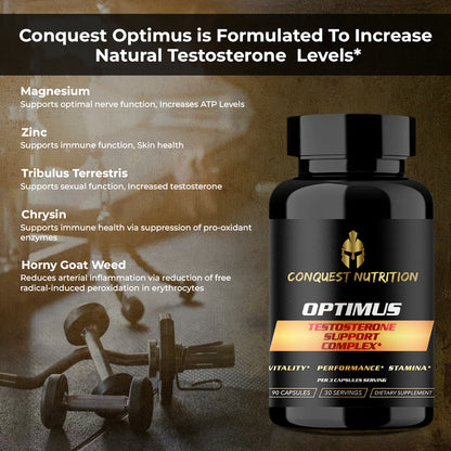 Optimus Natural Testosterone Booster for Men - 90 Veggie Capsules