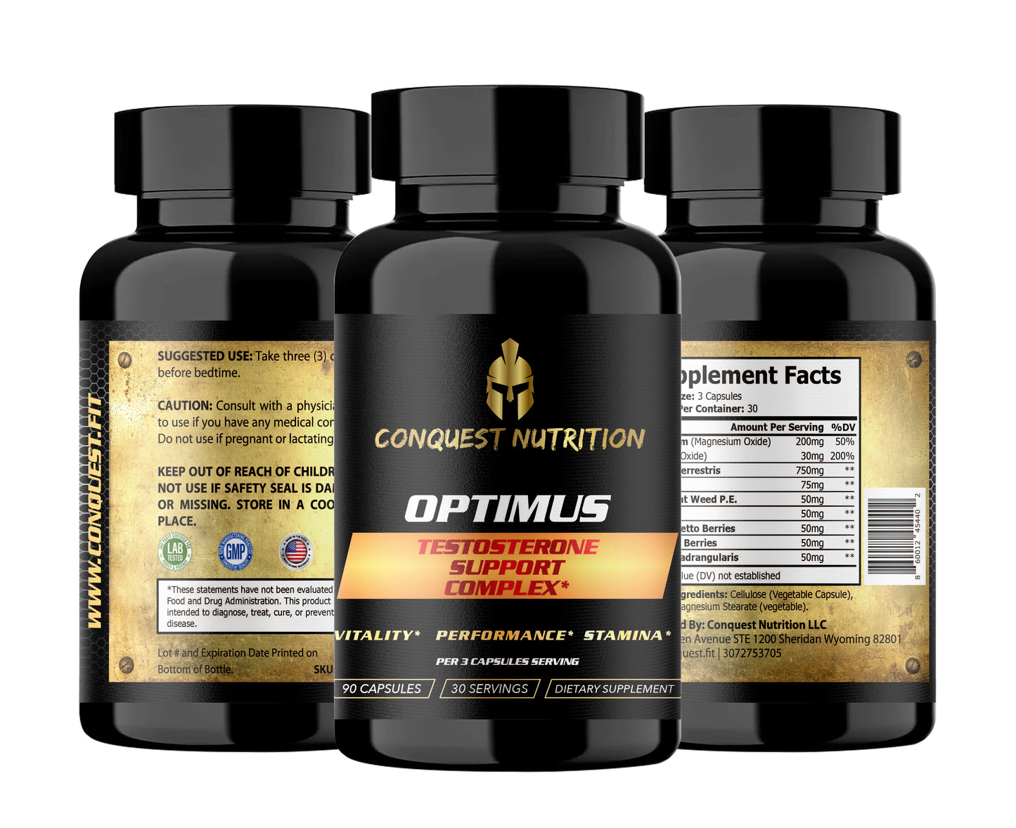 Optimus Natural Testosterone Booster for Men - 90 Veggie Capsules