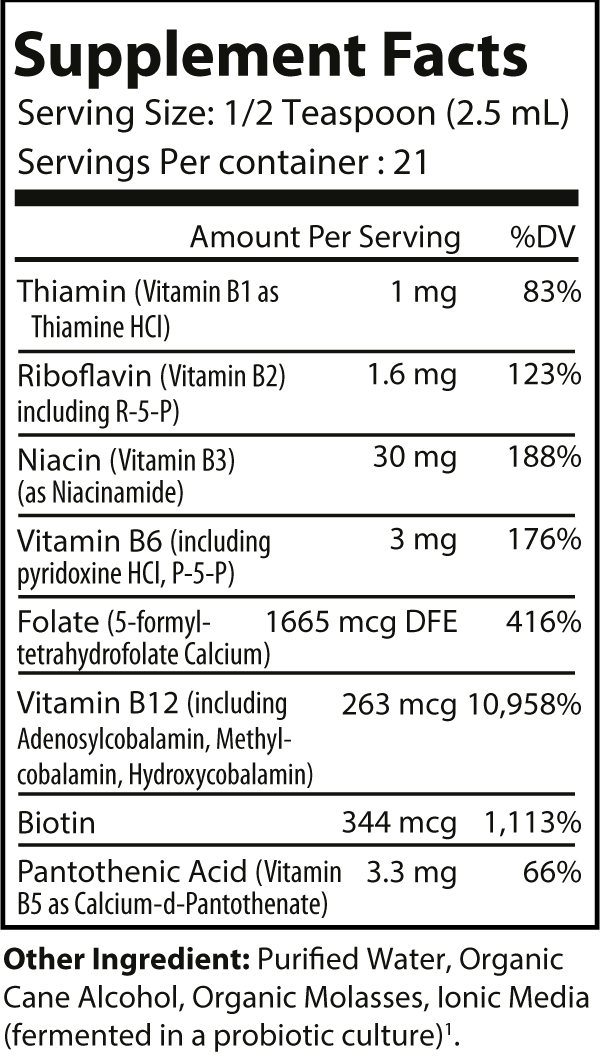 UltraVit B Fermented Vitamin B Complex 2 fl oz 21 Servings Vegan Friendly