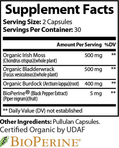 Organic Irish Sea Moss Plus Capsules - 60 Veggie Capsules